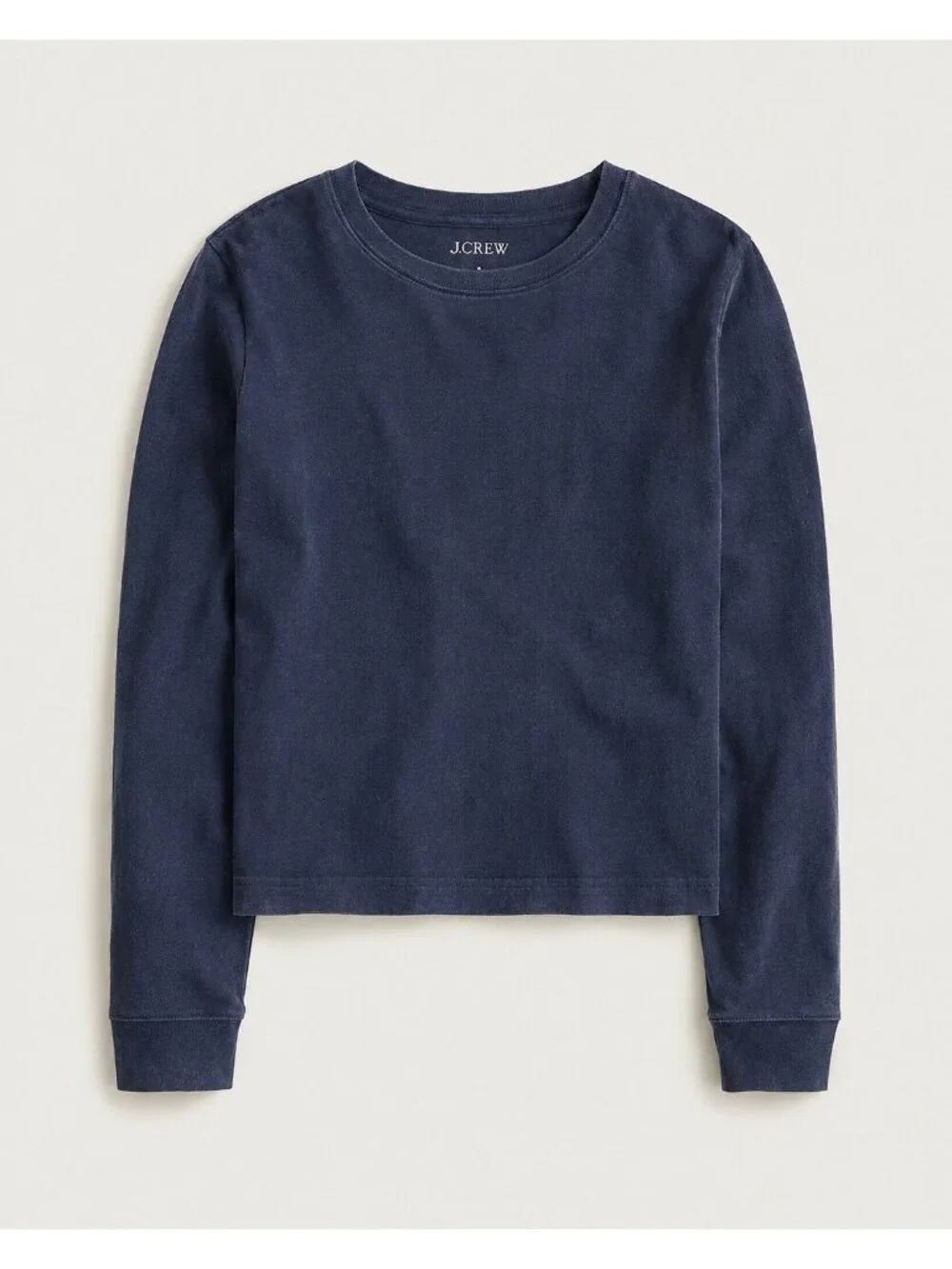 J Crew Womens Vintage Jersey Long Sleeve T-Shirt Sz Medium Navy Blue Cropped